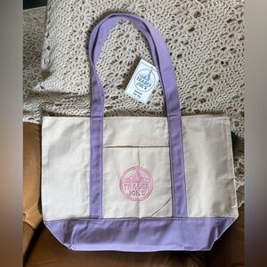 Cream and Lavender Canvas BIG Trader Joe’s Tote Bag